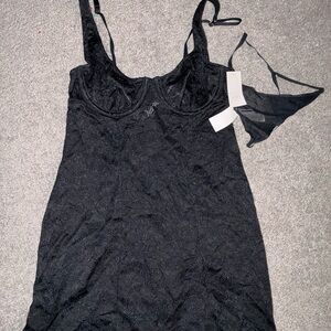 Auden Black Lace Chemise Set